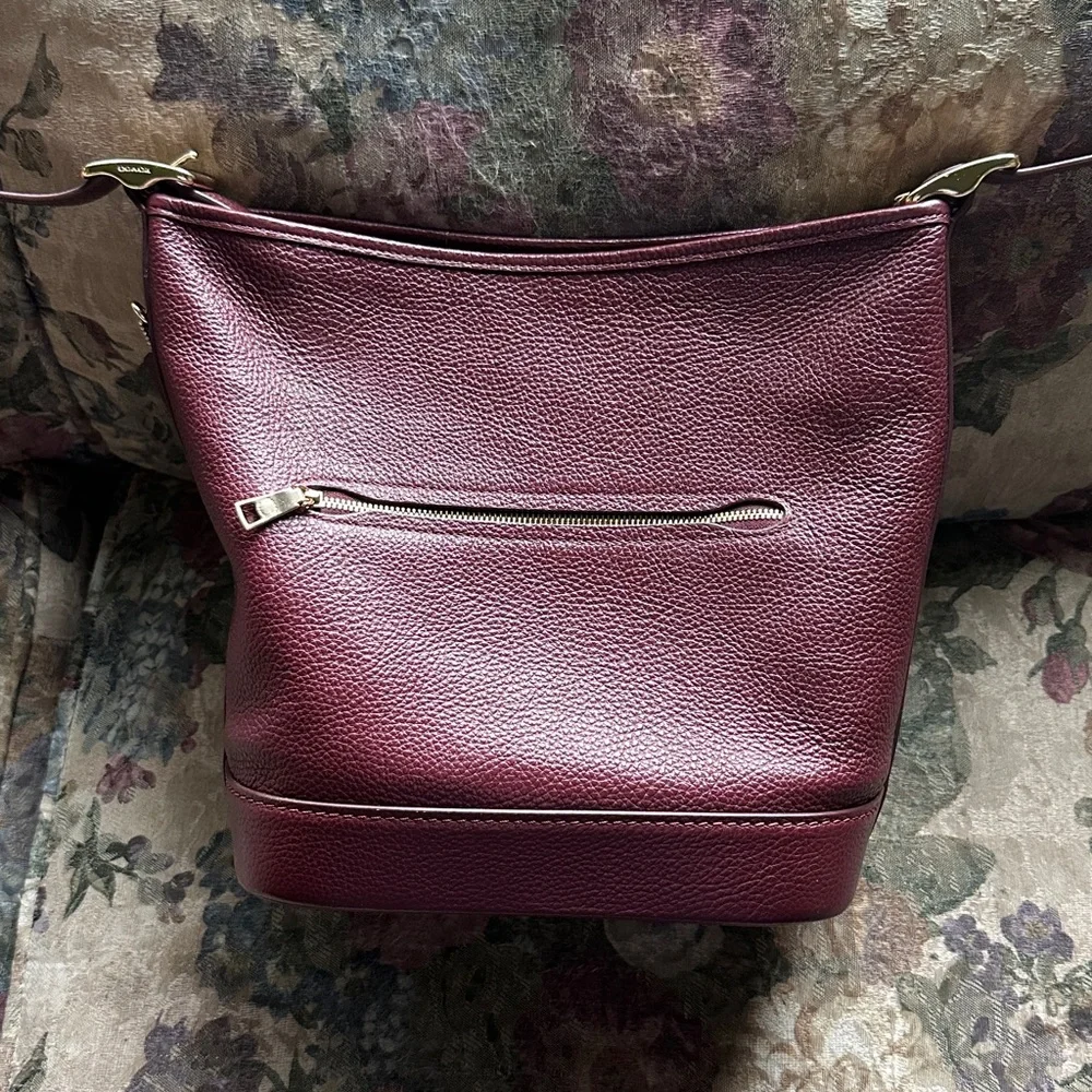 Coach, “JUDE” duffle bag gold hardware/dark wine color - Picture 2 of 8